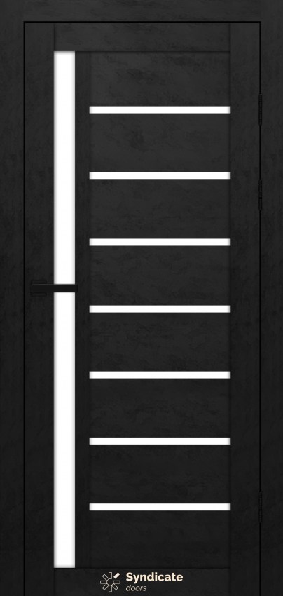 Двери Syndicat Doors PVC 101 Бетон чёрный сатиновое стекло